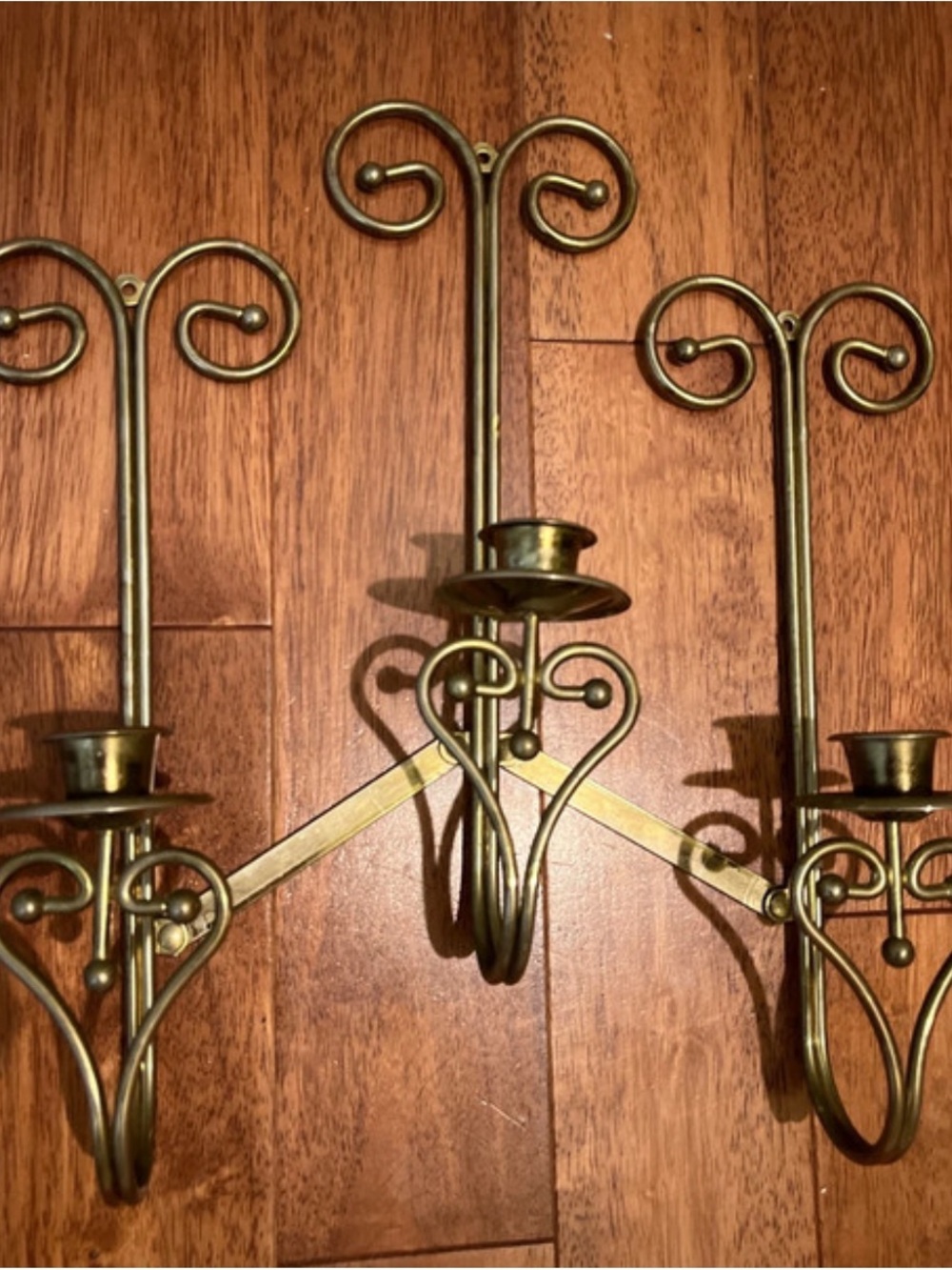 Home Interiors Gold Tone triple arm sconce